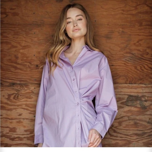 SIZE S AARON AND AMBER PURPLE OVERSIZED SHIRT LONG SLEEVED - Picture 7 of 10